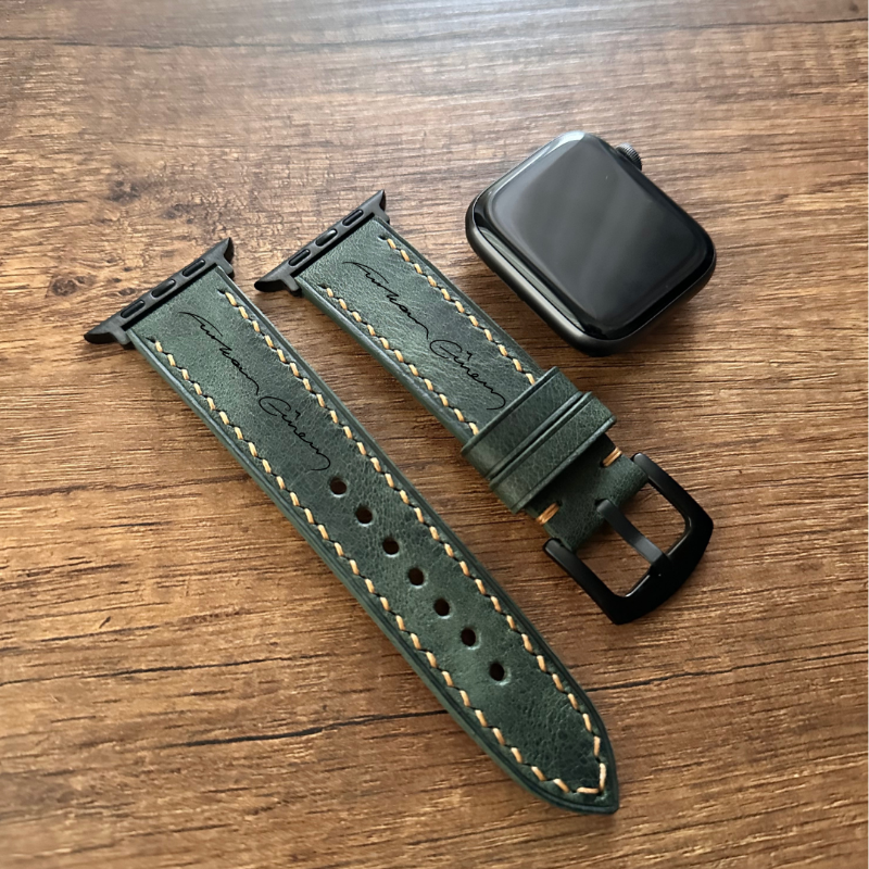 Apple Watch Hakiki Deri Saat Kordonu Yeşil (3,4,5,6,7,8,9,se, Ultra