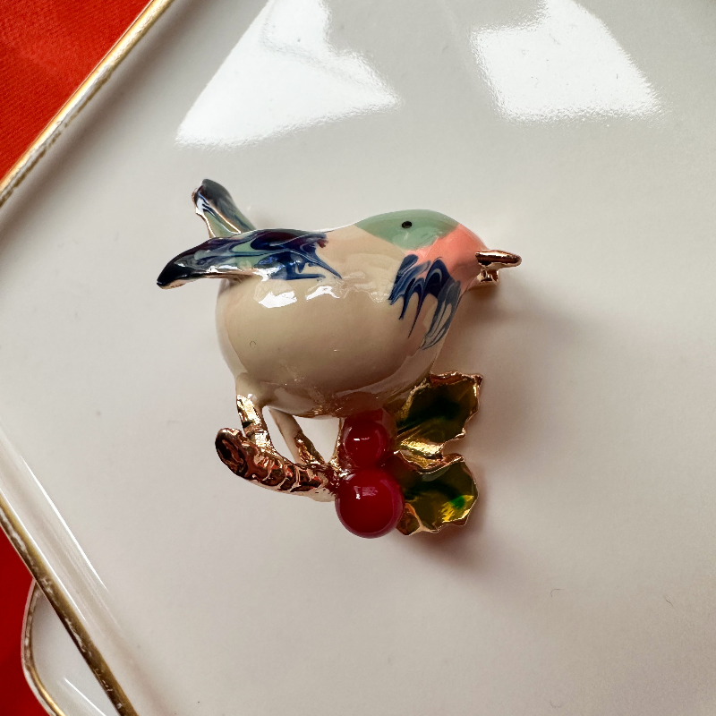 Cappuccino Bird Broş Broş Yaka İğnesi Miamano